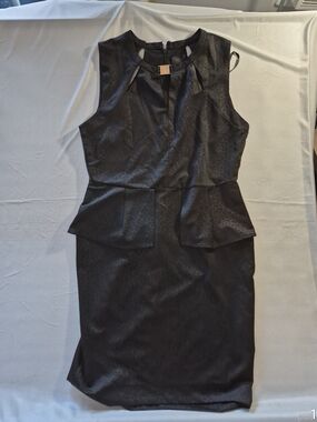 Kardashian Kollection Black Sleeveless Peplum Midi Dress